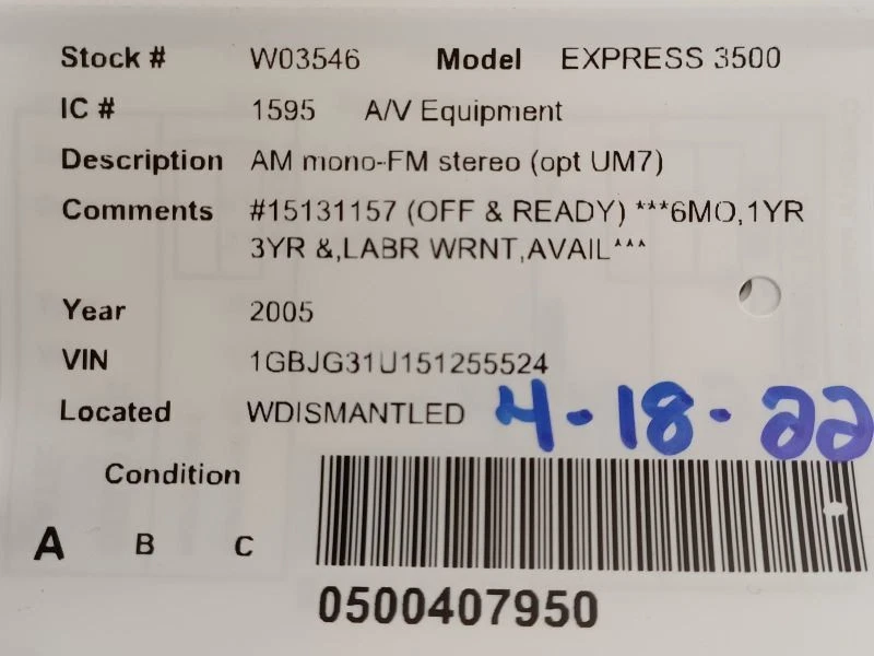 Equipo de audio Radio Opt Umr compatible con 04-12 CANYON 1526391 Foto 4 de 4