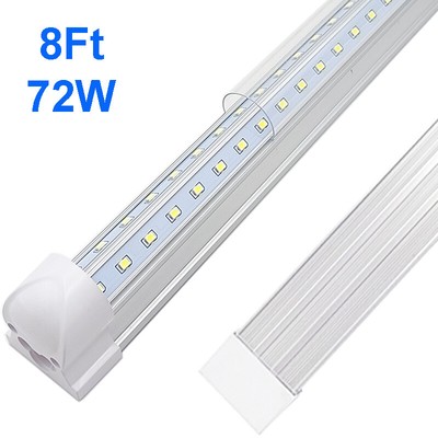 25 Pack 8 Foot Led Garage Lights 72W 9000Lm 6500K Integrated Led Tube Light 8 Ft