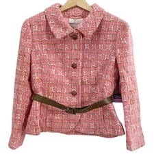 Jack Clarke Vintage Retro Pink Wool Belted Blazer Jacket , Size 8