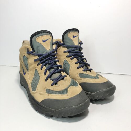 Vtg Nike ACG Hiking Boots Womens 9.5 Swoosh 970911 Check Logo Shoes Tan 1997 EUC
