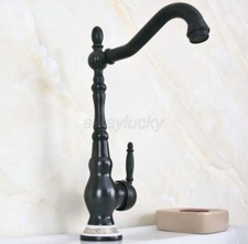 Black Brass Single Handle Bathroom Kitchen Sink Faucet Swivel Spout Mixer Tap