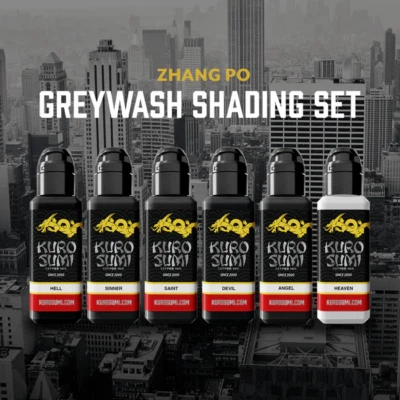 Kuro Sumi Zhang Po Grey Wash Ink Set 1.5oz Professional Tattooing Inks Kit