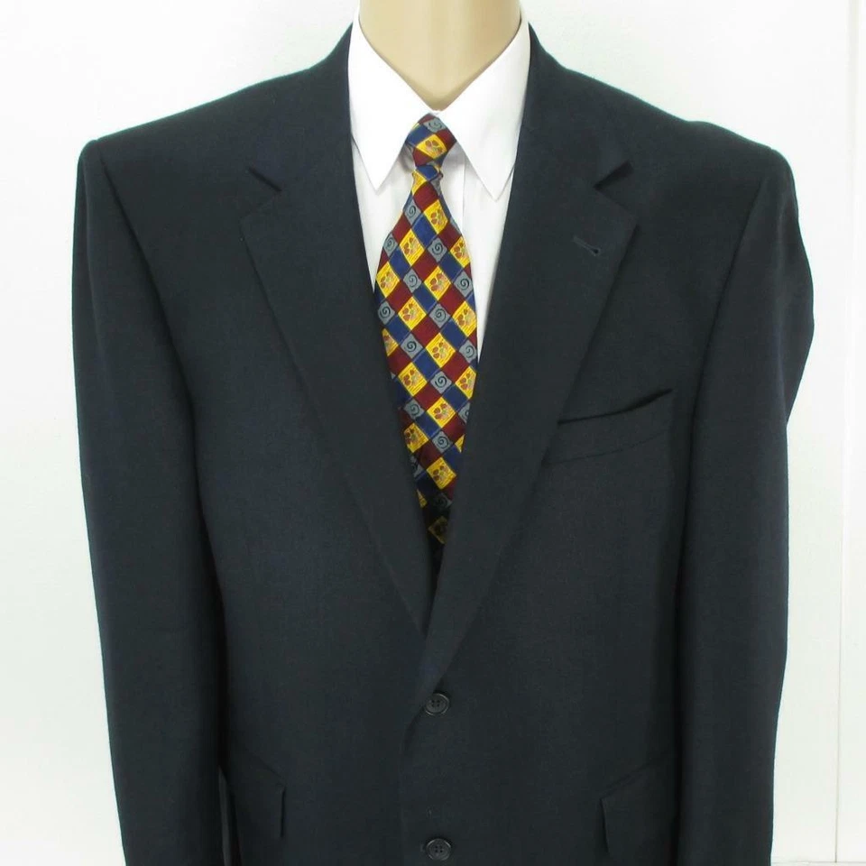 46 R Jos A Ufer Blau Schwarz Seide Kamel Haar Herrenjacke Sport Coat Blazer Mint - Bild 1 von 4