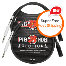 2 Pack Pig Hog PX4T3 Solutions XLR Male to 1/4" TRS Male Patch Cable 3-ft - NEW
