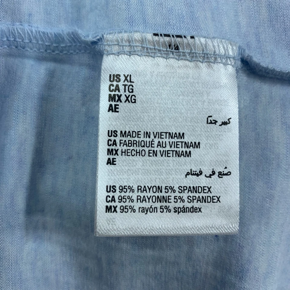 Camisa drapeada de entrenamiento Style & Co para mujer talla XL azul sin mangas cuello en V nueva Foto 4 de 4