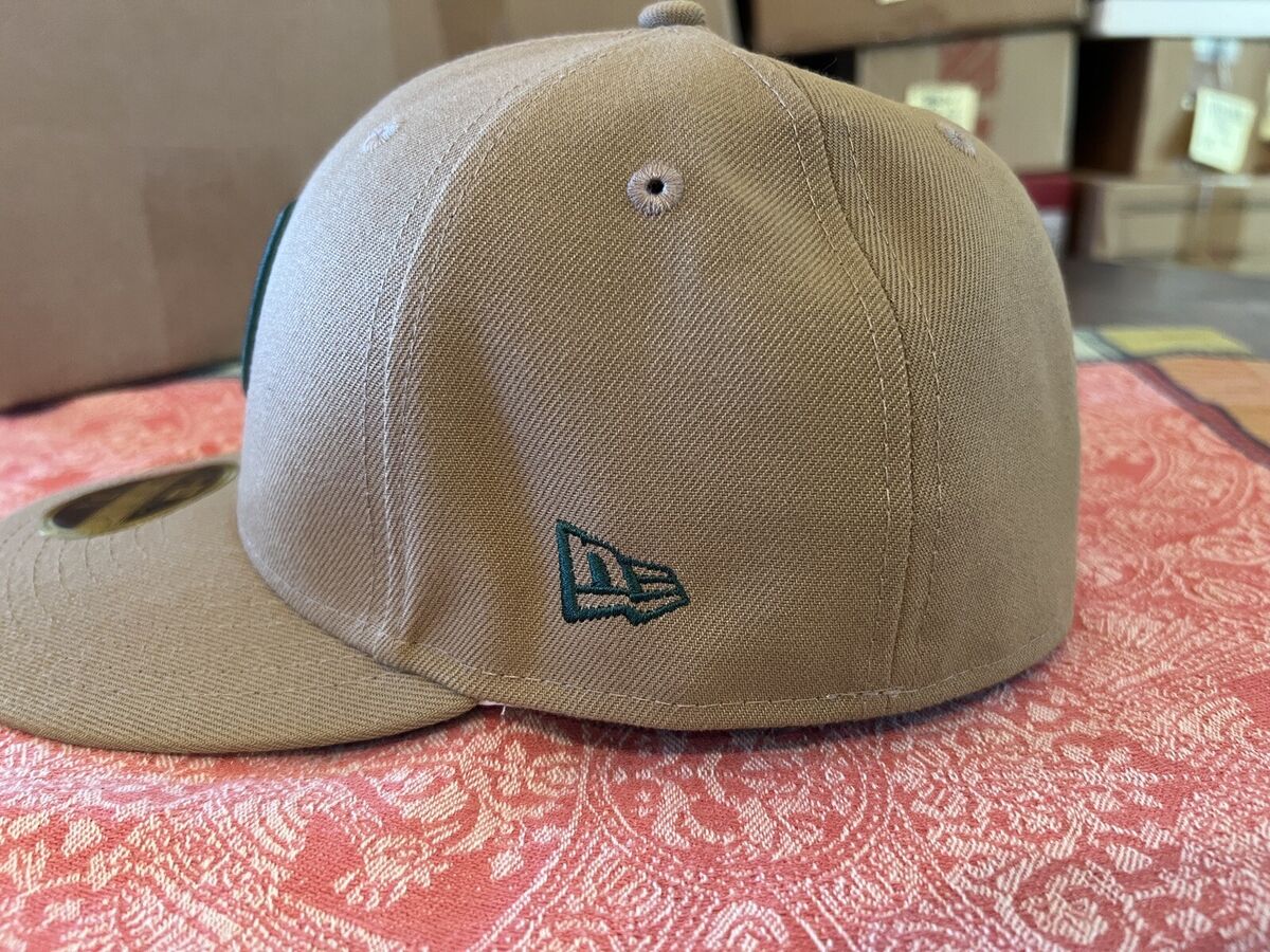 ** Hidden NY New Era Low Fitted Hat 7 3/8 NYC TAN GREEN