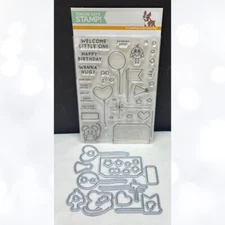 Simon Says Stamp CUDDLY CRITTERS Baby Birthday Rubber Stamps Dies