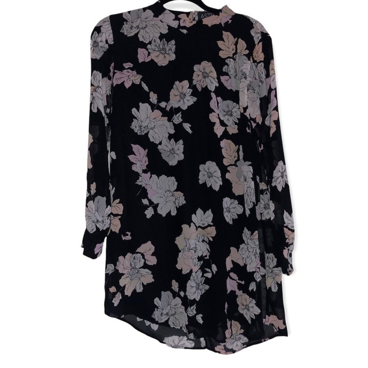 astr black floral dress ASTR Black Floral High-Low Maxi Dress