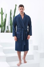 SEYANTE Men's 100 Turkish Cotton Luxury Terry Kimono Bathrobe Rice Weave Trim