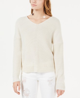 American Rag Juniors Lace Up Sweater Size-Medium Color-Egret