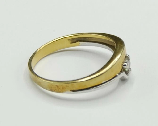 Bi Color Ring Weißgold GG Brillant Diamant  0.10 Carat If 585 Gold - Bild 3 von 4