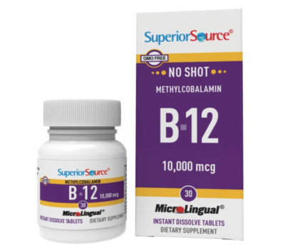 Superior Source, No Shot Vitamin B12 Methylcobalamin 10,000 mcg, 30 count