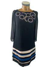 MONSOON DRESS 8 BLACK PINK BLUE Chiffon Floral Embroidered Sequin NEW RRP £95