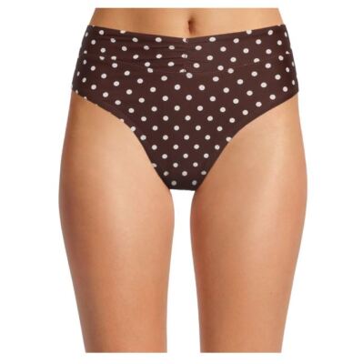 NEW Time and Tru Brown Polka Dot Mid Rise swim Bikini Bottom Plus sz 2X 20W-22W