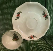 Pfaltzgraff Heritage Christmas Chip Dip Serving Platter Set Dish Plate