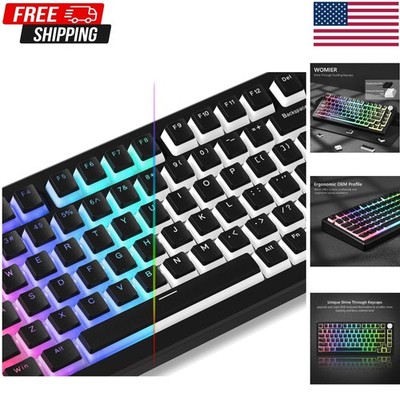 Womier Low Profile Keycaps for Mechanical Keyboard, Black PBT Keycaps 60 65 75