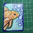ACEO Original Art Card, Mini Mixed Media Painting of A Goldfish — photo 1