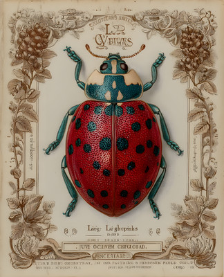 8x10 Red Ladybug Beetle Art Print - 860621882