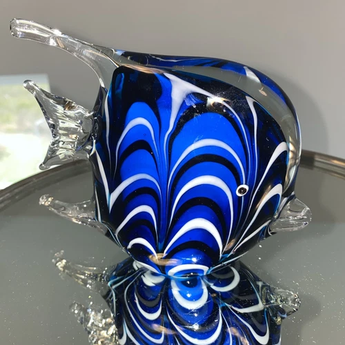 Angel Tiger Fish B Art Glass Paperweight Figurine Vintage Murano Style GORGEOUS