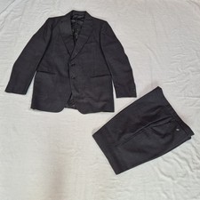 Burton Grey check Wool Suit vintage Mad Men Style Lawyer winter weight Suit 44"