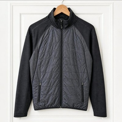 Nike Running Hybrid Jacke Herren Medium Schwarz Grau Stepp Tech Fleece Full Zip