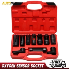 10pc O2 Oxygen Sensor Socket Wrench Removal Tool 3/8" 1/2" Drive x 7/8" 22mm Set