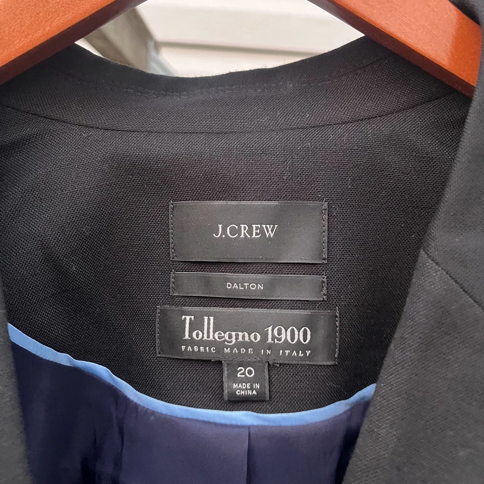 J Crew Blazer Womens 20 Black Dalton Tollegno 1900 Italian Wool Gold Buttons - Image 4 of 4