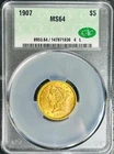 1907 P US Liberty Head Half Eagle Gold Coin $5 MS64 CAC Graded
