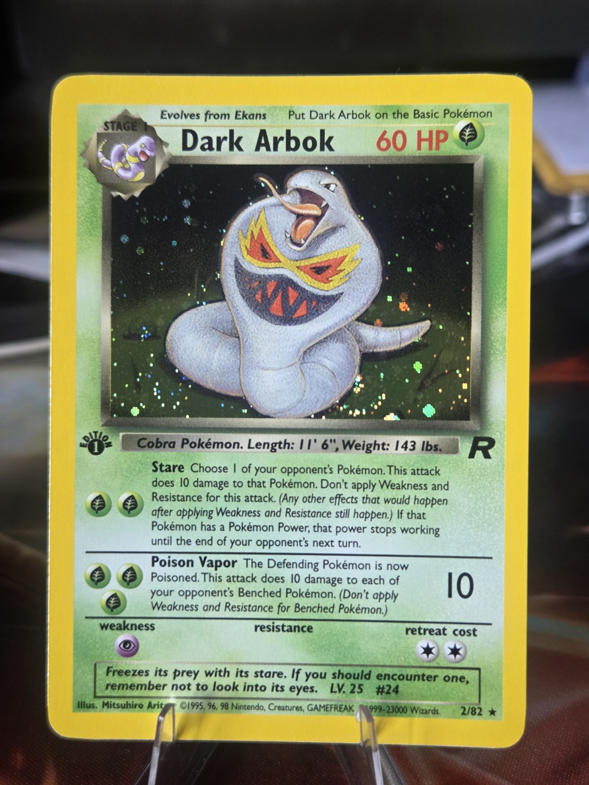 Dark Arbok 2/82 1st Edition Team Rocket Holo Rare NM SWIRL