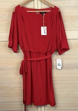 Jessica Simpson Red Split Dolman Sleeve Fit Flare Dress Large NWT