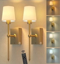 Battery Operated Wall Sconce Set of 2, Gold Rechargeable Wall Lights Fixtures