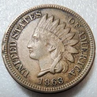 1863 Indian Head Cent AU DETAILS Full Liberty w/ Minor Reverse Lamination Error