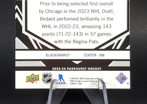 Connor Bedard /99 RC 2023-24 Parkhurst Hockey Purple Prominent Prospects Rookie - Bild 11 von 15