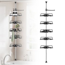 Teleskop Duschregal Eckregal Bad mit 5 Ablagen Ecke Badregal Badezimmer-Regal
