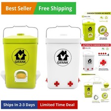 Chicken Feeder and Waterer Set,3 Gallon Automatic Chicken Feeder No Waste,Han...