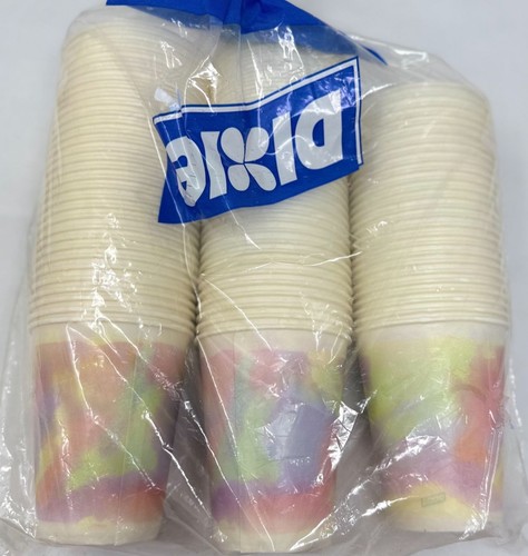VTG 90s Dixie Paper Drinking Cups 9oz Pastel Watercolor Cold Drinks Kitchen
