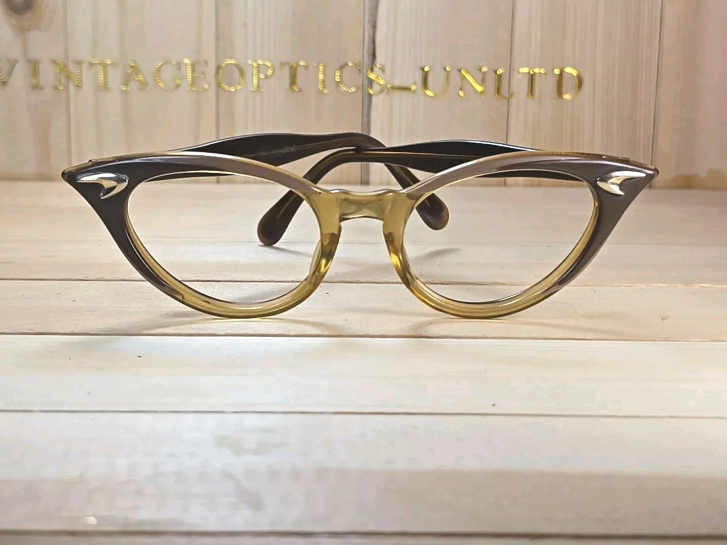 American Optical Vintage Gold Star 1960s Cateyes Eyeglasses Frame.