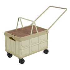 Foldable Plastic Crate with Wheels Plastic Box for Grocery Hauling Camping Shop