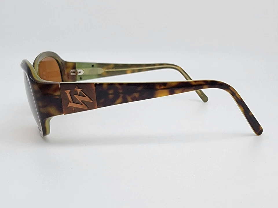 Gafas de sol Vera Wang V258 bronce tortuga sobre cristal verde marco solo 56-17-130 Foto 4 de 4
