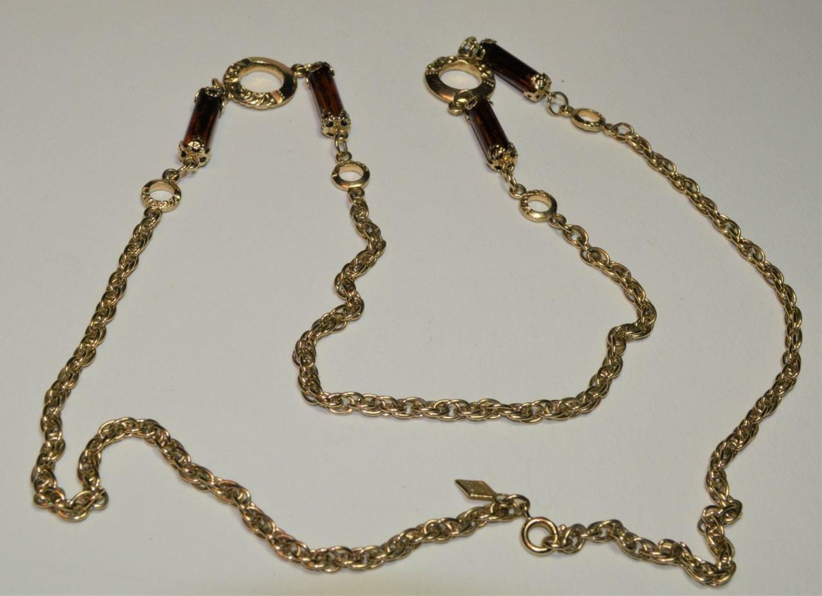 Pendentif Chaîne Vintage Signé Sarah Coventry - Bijou Ajouré Or Poli, Occasion