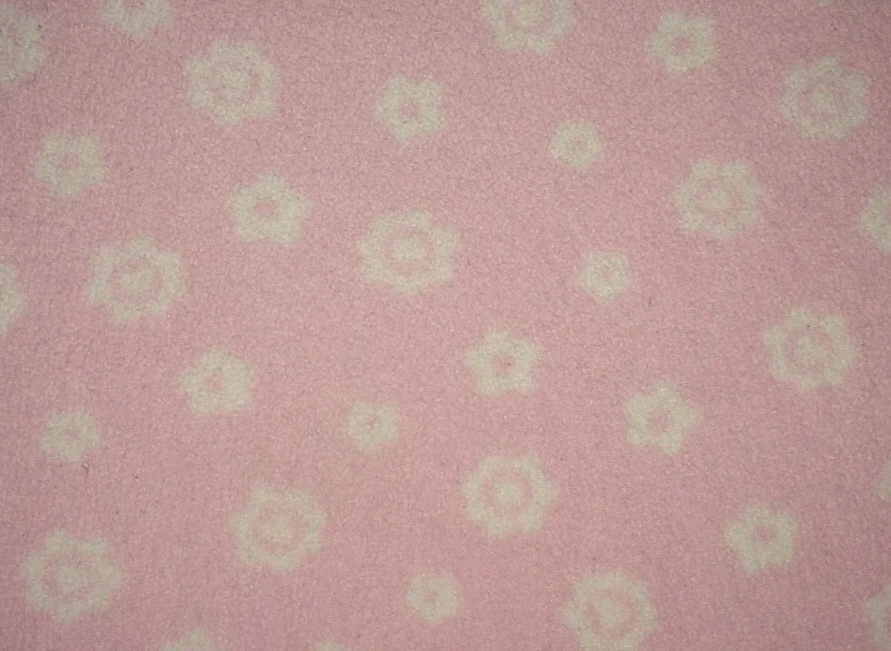 Just Born Pink Girls Baby Blanket Fleece White Flowers Butterflies Appliqués - Image 4 of 4