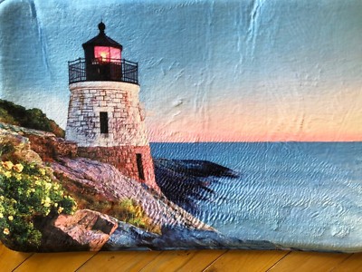 Nautical Lighthouse Seaside On Cliff Accent Rug Coastal Bay
