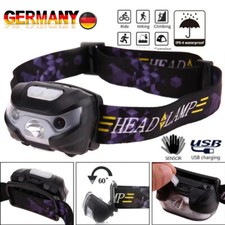 LED Stirnlampe Super Hell 60000LM USB Wiederaufladbar Bewegungssensor Kopflampe