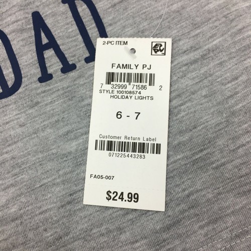Family Pajamas Matching Kids Fleece Navidad Family Pajama Set, Gray/Blue, 6-7 - Picture 4 of 11