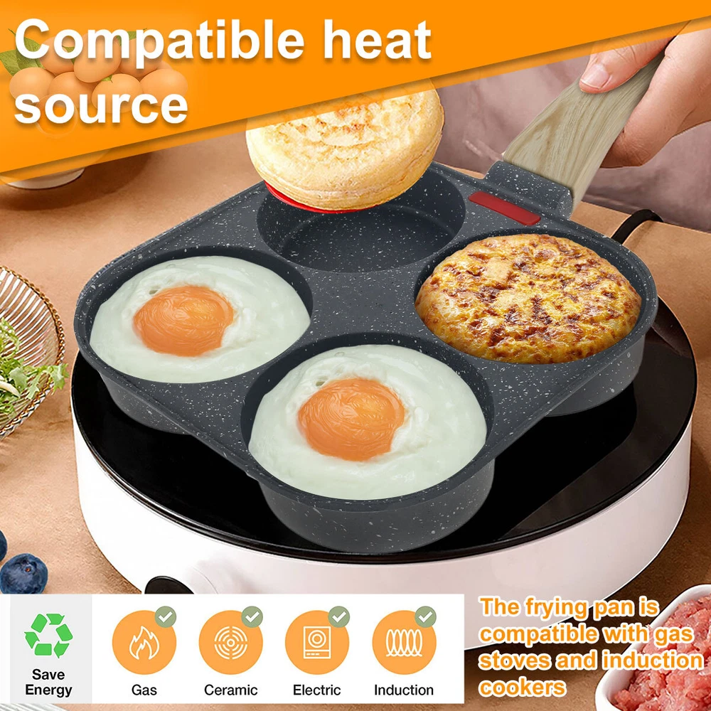 Egg Frying Pan Aluminum 4 Holes Egg Frying Pan Nonstick Mini Egg Cooker tyfubM+ Egg Frying Pan Aluminum 4 Holes Egg Frying Pan Nonstick Mini Egg Cooker tyfubM+