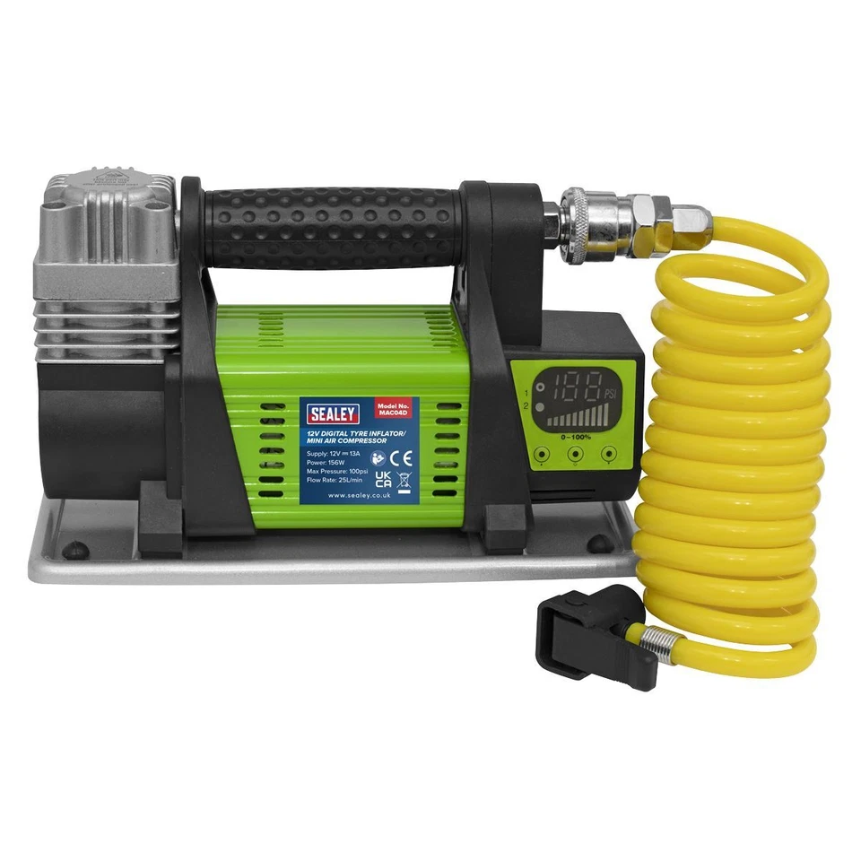 Sealey MAC04D Digital Readout Tyre Inflator Mini Air Compressor 12V - Image 2 of 3