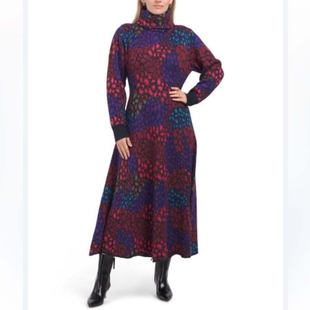 NWT Farm Rio Leopard Print Long Sleeve Turtle Neck Sweater Midi Dress L | eBay NWT Farm Rio Leopard Print Long Sleeve Turtle Neck Sweater Midi Dress L | eBay