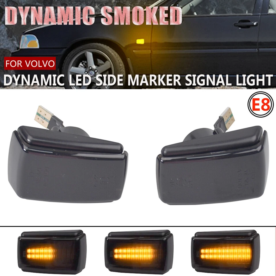 Luz indicadora lateral LED negra dinámica para Volvo 780 1986-1990 850 1991-1996 Foto 3 de 4