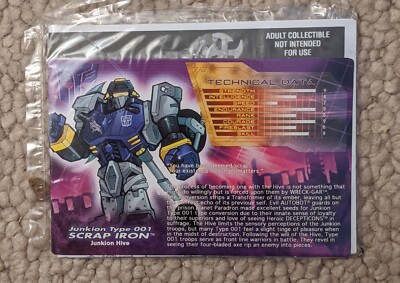 Hasbro Transformers Botcon / Fan Club Scrap Iron Glass Tech Spec & Instructions