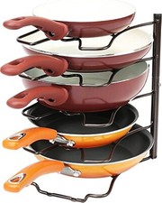 Pan Organizer Rack for Kitchen Cabinet and Counter, Bronze, Tiered Shelf